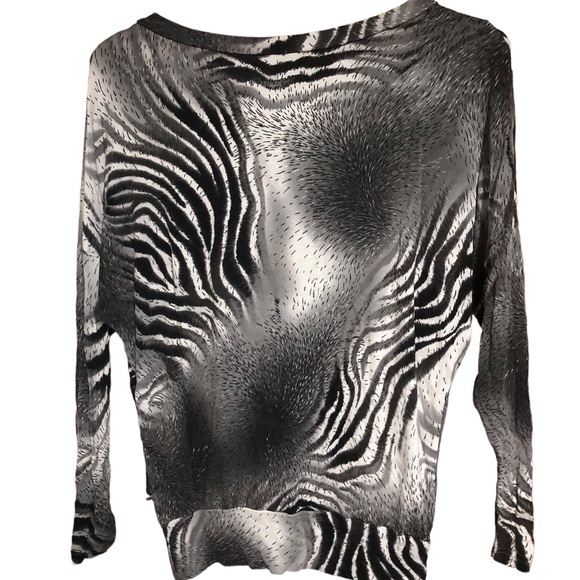 Women’s  Zebra Print Top w/Beaded Neckline, Pleating Front, & Hip Band SZ 12 - Picture 5 of 7